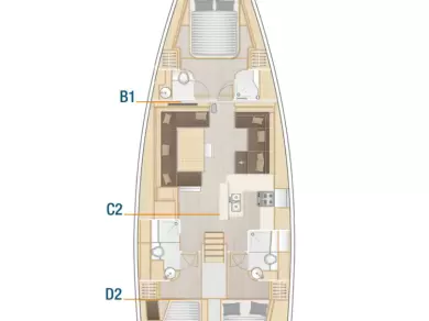 Hanse Hanse 588 charter bareboat eller skeppad i Donji Seget